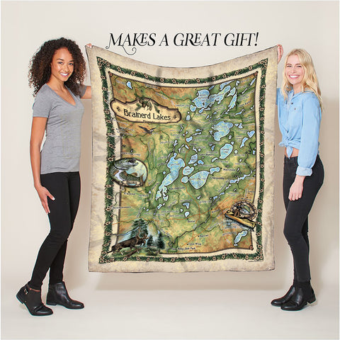 Brainerd Lakes Minnesota Sherpa Fleece Blanket Double Stitched Edges Cozy Luxury Fluffy Super Soft 430 GSM Polyester Throw Blanket