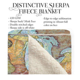 Great Lakes Minnesota Wisconsin Michigan Ohio Canada Map Blanket Double Stitched Edges Luxury Fluffy Super Soft Polyester Throw Blanket