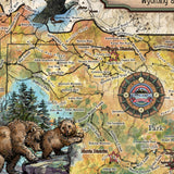 Hiking Yellowstone Wyoming and Montana Antique Map Art Blanket Throw Sherpa Fleece Blanket - Bed Sofa Couch Gift & Travel