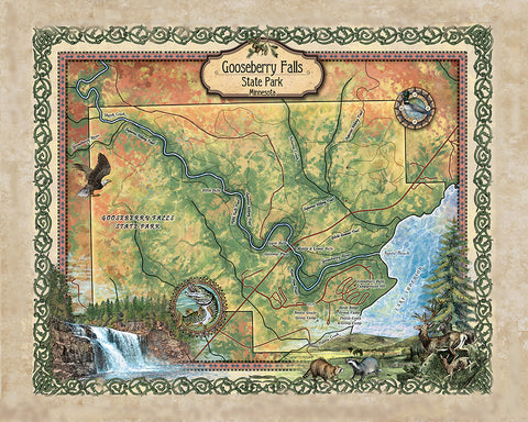 Gooseberry Falls State Park Minnesota Antique Map Art Blanket Throw Sherpa Fleece Vintage Blanket For Bed Sofa Travel Gift