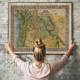 102 Oregon,Washington,northwest,old northwest,Idaho and Part of Montana Historical Maps,hand Painted map,Great River Arts by Lisa Middleton