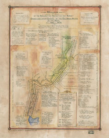 153 History of the exploration of the Colorado 11x14" vintage historic antique map poster print by Lisa Middleton