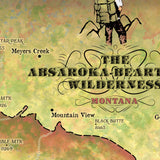 Asaroka and Beartooth Wilderness Montana Historic Map Art Blanket Throw Sherpa Fleece Warm Blanket For Bed Sofa Couch & Gift