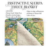 The Lakes of Madison Wisconsin Map Sherpa Fleece Blanket Double Stitched Edges Cozy Luxury Fluffy Super Soft 430 GSM Polyester Throw Blanket