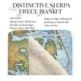 Outer Banks North Carolina Map Sherpa Fleece Blanket Double Stitched Edges Cozy Luxury Fluffy Super Soft 430 GSM Polyester Throw Blanket