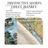 Siesta Key Florida Map Blanket Double Stitched Edges Cozy Luxury Fluffy Super Soft 430 GSM Polyester Throw Blanket