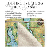 Spirit Lake and Lake Ookoboji Iowa Map Blanket Double Stitched Edges Cozy Luxury Fluffy Super Soft 430 GSM Polyester Throw Blanket