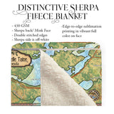 Lake Belle Taine Minnesota Map Sherpa Fleece Blanket Double Stitched Edges Cozy Luxury Fluffy Super Soft 430 GSM Polyester Throw Blanket