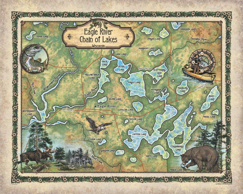Eagle River Chain of Lakes, Wisconsin Lake Maps