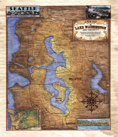 036 Custom map of Lake Washington and Vicinity