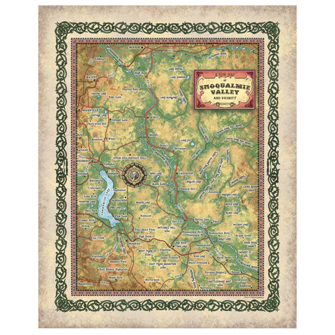 Snoqualmie Valley, Washington, Vintage map, Vintage map art, WA vintage map, old map, antique maps, map vintage, map art vintage