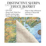 Charleston South Carolina Map Art Throw Blanket Sherpa Fleece Vintage Map Artwork Warm Blanket for Winter Travel Bed Sofa Chair Dorm & Gift