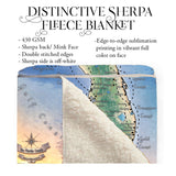 Coasts Florida Map Blanket Double Stitched Edges Cozy Luxury Fluffy Super Soft 430 GSM Polyester Throw Blanket