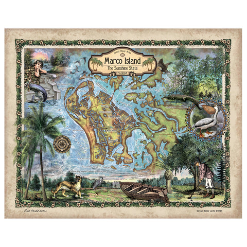 280-Marco Island Florida Vintage map art,antique maps,map vintage,vintage map florida,map antique,flordia map,coastal art,coastal map,nautic