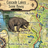 Cascade Lakes Oregon Historic Map Art Throw Blanket Polar/ Silky/ Sherpa Fleece Vintage Blanket For Bed Sofa Chair Couch Gift & Traveling