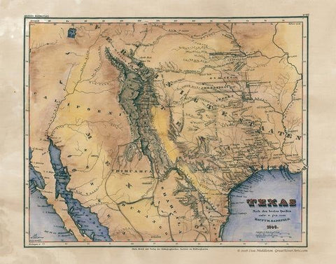 159 Republic of Texas vintage historic antique map poster print by Lisa Middleton