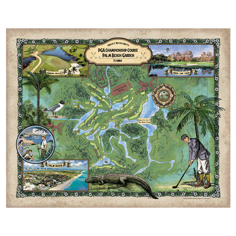 202 PGA Championship Golf Course Palm Beach Gardens Vintage map,Florida vintage map,old map,antique maps,map vintage,flordia map,coastal art