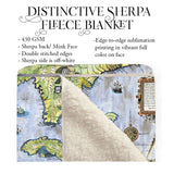 Floridae 1564 Jaques Le Moyne Florida Map Blanket Double Stitched Edges Cozy Luxury Fluffy Super Soft 430 GSM Polyester Throw Blanket