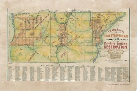 164 Colville Homesteaders Map 11x14" vintage historic antique map poster print by Lisa Middleton