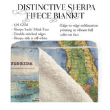 Colton Florida Map Blanket Double Stitched Edges Cozy Luxury Fluffy Super Soft 430 GSM Polyester Throw Blanket