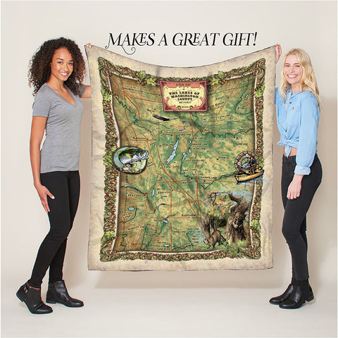 Washington County Wisconsin New Map Blanket Double Stitched Edges Cozy Luxury Fluffy Super Soft 430 GSM Polyester Throw Blanket