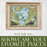 Great River Arts Cass Lake Minnesota Map Art - Ready to Frame Lake House Decor - Great Lakes Map Gift - Vintage Art Print Cabin Decor - Lake House Wall Decor Poster