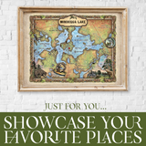 Great River Arts Minocqua Chain of Lakes Map Art - Wisconsin Lakes Map Gift - Ready to Frame Lake House Decor - Vintage Art Print Cabin Decor - Lake House Wall Decor Poster for Living Room
