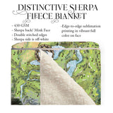 Shooting Star Golf Wyoming Jackson Hole Map Blanket Double Stitched Edges Fluffy Super Soft 430 GSM Polyester Throw Blanket