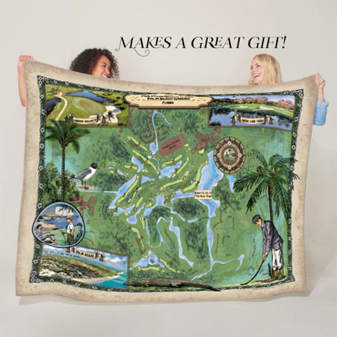 Palm Beach Gardens Florida Map Sherpa Fleece Blanket Double Stitched Edges Cozy Luxury Fluffy Super Soft 430 GSM Polyester Throw Blanket