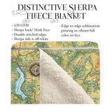 Snoqualmie Valley Washington Map Sherpa Fleece Blanket Double Stitched Edges Cozy Luxury Fluffy Super Soft 430 GSM Polyester Throw Blanket