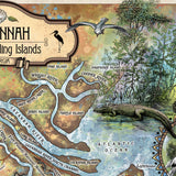 Savannah savannah map, Tybee Island, tybee island art, Savannah art, map print, Georgia gifts, Georgia art, coastal art, island decor, maps