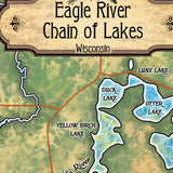 Eagle River Chain of Lake Wisconsin Historic Map Art Print Poster Artwork Vintage Style Abstract Wall-Unframed Great Home Decor & Gift
