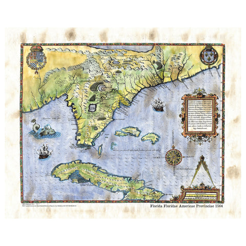 42 Florida:Floridae Americae Provinciae 1564 Florida vintage map,Vintage map,Vintage map art,map vintage,old map,antique maps,map art vintag