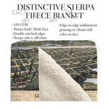 Montana Livingston Bird's Eye View 1883 Old Montana Map Blanket Double Stitched Edges Cozy Fluffy Super Soft 430 GSM Polyester Throw Blanket