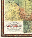 138 reproduction of Wisconsin 1880 lake michigan Hand Painted Maps,historical maps,antique map,Great River Arts,Map Art,old maps by Lisa Mid