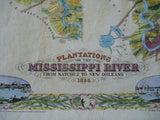 Mississippi River, Plantation Map, historic mississippi river map, plantations, river map, vintage historic antique map, river gift, map art
