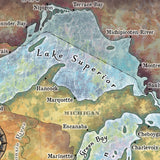 Great lakes map, lake superior, Michigan, Erie, Huron, Canada map, lake art, rustic decor, great lakes decor, cabin art, lake art, wall map