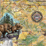 yellowstone, yellowstone map, yellowstone art, national park, hiker gift, wyoming gifts, montana maps, wyoming gifts, buffalo, western map