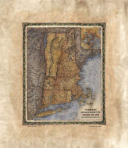 Great River Arts Historical Maryland, Rhode Island Historic Map Reproduction Artwork Wall Art Print Vintage