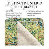 Lakes of Oneida County Wisconsin Map Blanket Double Stitched Edges Cozy Luxury Fluffy Super Soft 430 GSM Polyester Throw Blanket