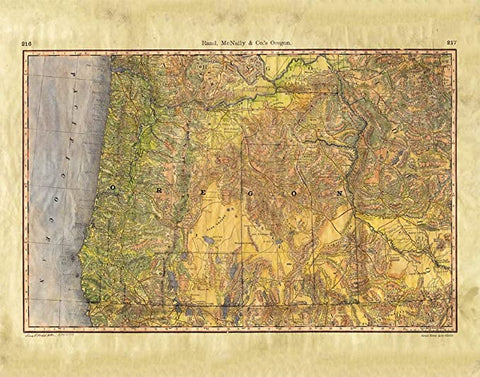 100 Oregon c.1873 Wagon Roads 11x14 Historic maps,old map of oregon,hand painted map,Great River Arts,historical oregon,oregon trail by Lisa