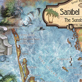 Sanibel Island, Sanibel captiva, florida map, florida gifts, sanibel captiva art, coastal decor, beach house, island decor, florida art