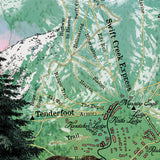 whitefish, whitefish montana, big mountain, montana map, montana ski map, skier gift, skier wall art, skier art, winter artwork, cabin decor