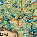 Great River Arts Lakes of Vilas County Historic Map Reproduction Artwork Wall Art Print Vintage