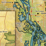 Pool 8 Mississippi River LaCrosse Wisconsin Map Blanket Double Stitched Edges Fluffy Super Soft 430 GSM Polyester Throw Blanket