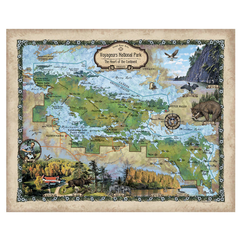 Voyageurs National Park Minnesota Historic Map Art Print Poster Artwork Vintage Style Abstract Wall-Unframed Great Home Decor & Gift