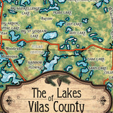 Lakes Of Vilas County Wisconsin Historic Map Art Throw Blanket Polar/ Silky/ Sherpa Fleece Vintage Blanket For Bed Sofa Couch Travel & Gift