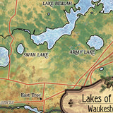 Great River Arts Lakes of Sw Waukesha County Historic Map Reproduction Artwork Wall Art Print Vintage
