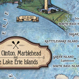 Port Clinton Marblehead and Lake Erie Islands Map Art Print Poster Artwork Vintage Style Abstract Wall-Unframed Great Home Decor & Gift