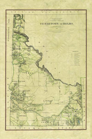 54 Idaho Territory 11x14" vintage historic antique map poster print by Lisa Middleton